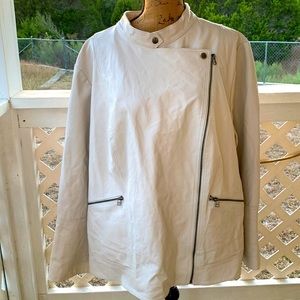 White Jessica London 100% Leather Jacket & Gloves